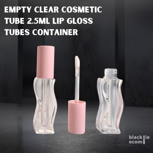 BKT3920-Small-Capacity-Lip-Glaze-Tube-Square-Wave-Design-Packaging-Empty-Clear-Cosmetic-Tube-2.5ml-customized-Lip-Gloss-Tubes-Container-with-applicator